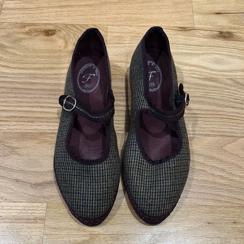 Flabelus Purple and Brown Tweed Mary Janes